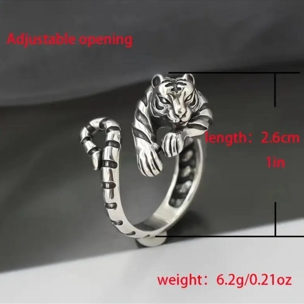 Vintage Tiger Ring – Gold Zodiac Adjustable Open Band Holiday Gift 🐅